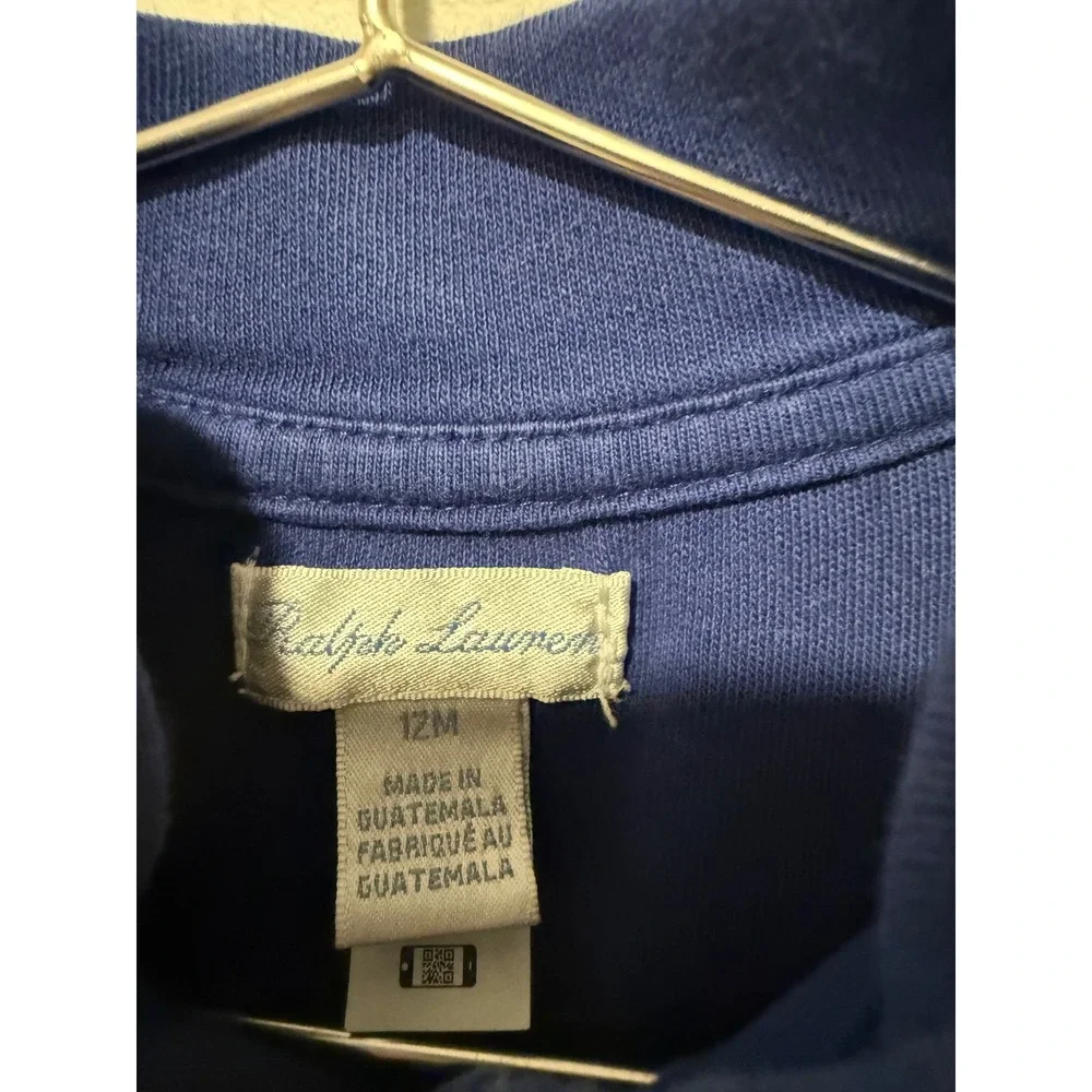 Ralph Lauren Kids Blue Quarter Zip Pullover Sweater Cotton Preppy 12M